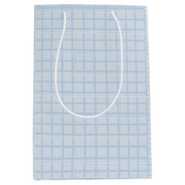 Blassblaue Karo-Geschenktasche | Modernes Minimali Mittlere Geschenktüte