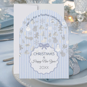 Blassblaue Pastellstreifen Whimsical Weihnachten S Einladung