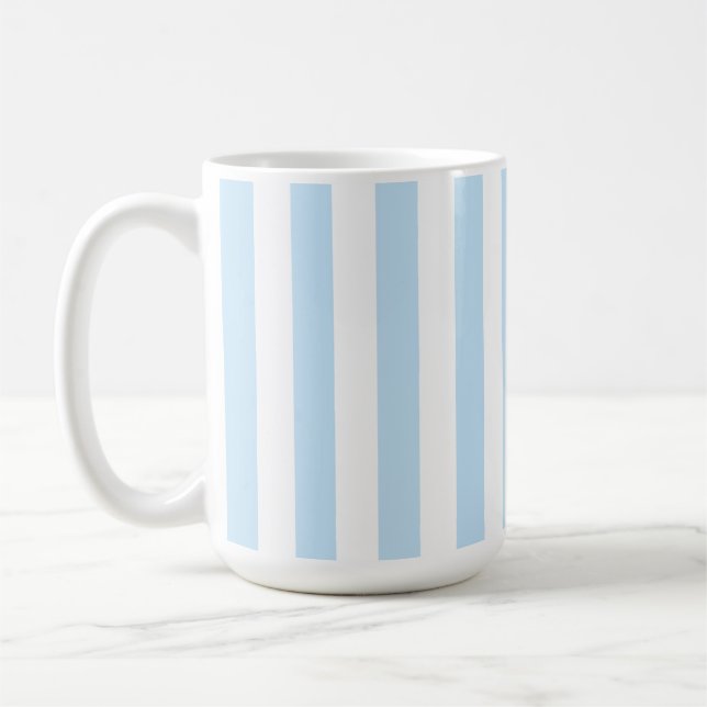 Blassblaue und weiße Candy Stripe Kaffeetasse (Links)