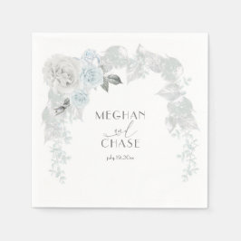 Blassblaue und weiße Rosen-Irideszierende Folies Serviette