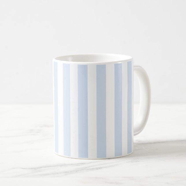 Blassblaue und weiße Streifen aus Süßigkeiten Kaffeetasse (VorderseiteRechts)
