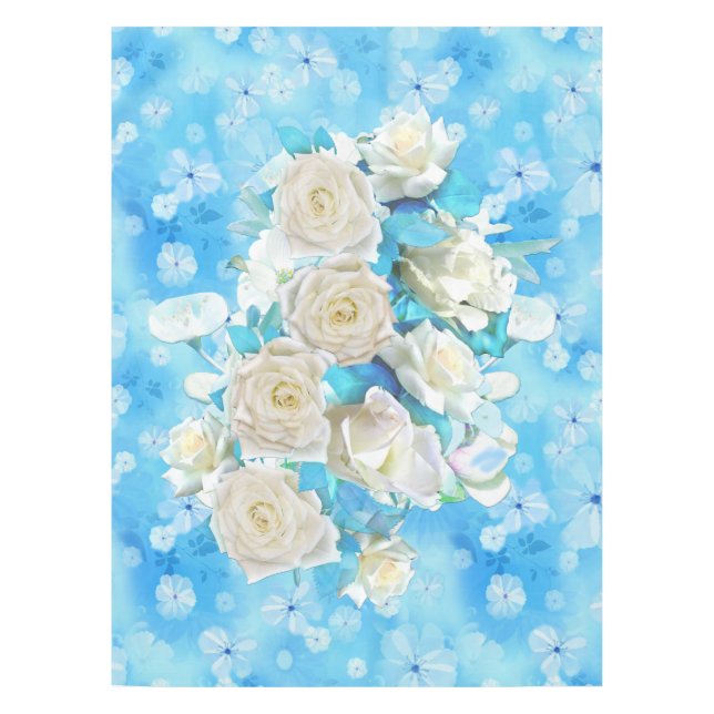 Blassblauer Himmel wiederholen - weiße Aquarellfar Tischdecke (Vorderseite)