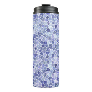 Blassblaues Cobbled-Patchwork Terrazo-Muster Thermosbecher