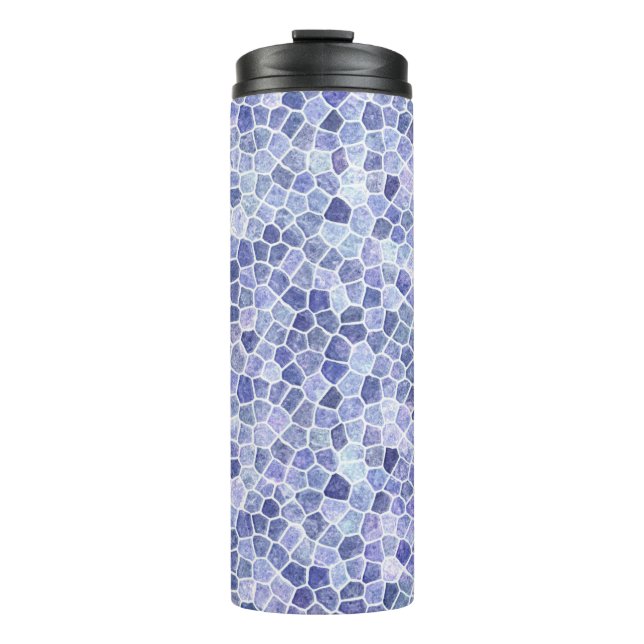 Blassblaues Kopfsteinpflaster-Patchwork-Terrazzo-M Thermosbecher (Vorderseite)