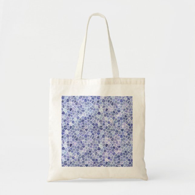 Blassblaues Kopfsteinpflaster-Patchwork-Terrazzo-M Tragetasche (Vorne)