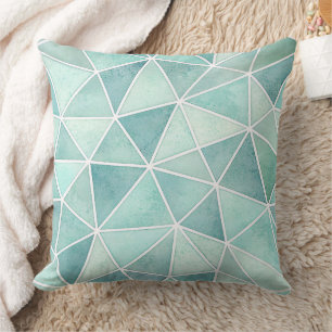 Blasse Aqua-Geometrie-Mosaik – Polygon Kissen