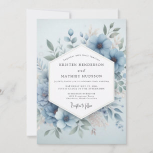 Blasse Blaue Blüten Hochzeit Einladung