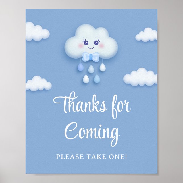 Blasse blaue Wolke Neun Baby Danke für das Kommen Poster (Vorne)