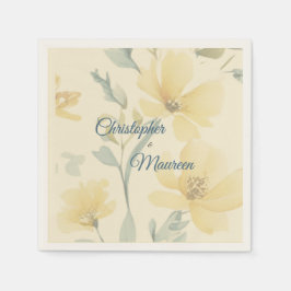 Blasse Butter Gelbe weiche blaue Blütenblume Hochz Serviette