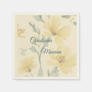 Blasse Butter Gelbe weiche blaue Blütenblume Hochz Serviette