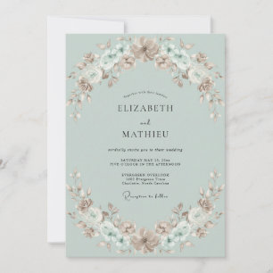 Blasse Celadon-Blüten-Hochzeit Einladung
