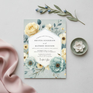 Blasse gelbe Blumen Eleganz Hochzeit Einladung