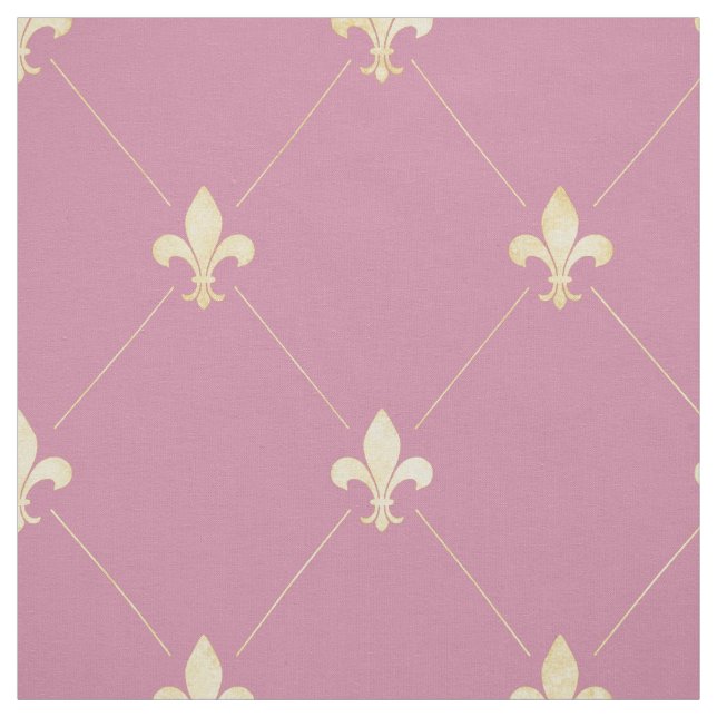 Blasse Gold Fleur-de-Lis (groß) Pink Stoff (Muster)