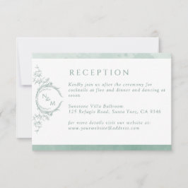 Blasse grüne Monogramm-Aquarellfarben-Hochzeitsemp RSVP Karte