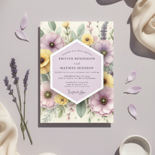 Blasse Lavendel-Botanik-Whimsy-Hochzeit Einladung