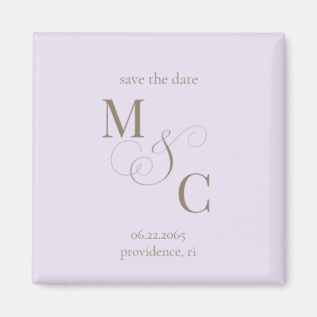 Blasse Lavendel-Monogramm-Hochzeit Bitte vormerken Magnet (Vorne)
