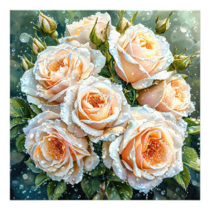 Blasse Pfirsichrosen Fotodruck