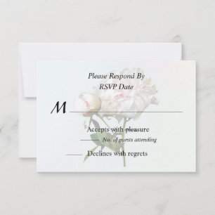 Blasse Pinke Pfingstrose und Knospe RSVP Karte