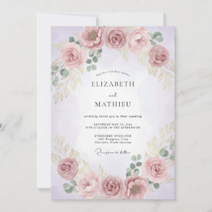 Blasse rosa Blumengesteck Hochzeit Einladung