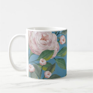 Blasse rosa Rosen mit marineblauem Hintergrund    Kaffeetasse