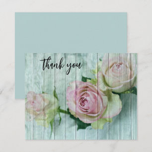 Blasse rosa Rosen, Shabby Chic, Dankeschön-Notizka Mitteilungskarte