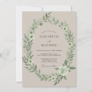 Blasse Salbei-Botanik-Aquarell-Hochzeit Einladung