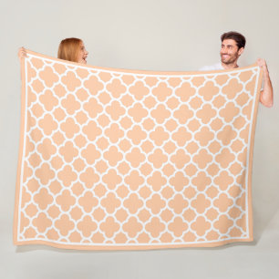 Blasse Sommerpfirsich Orange weißes Retro-Chic-Mus Fleecedecke