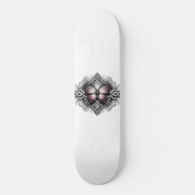 Blasser Lila Schmetterling Skateboard (Vorderseite)