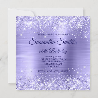 Blasser Periwinkle Glitzer und Foil 60. Geburtstag Einladung