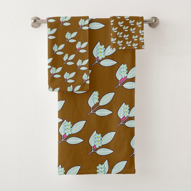 Blasser Wasserleder mit Blüten, reich braunes Gesc Badhandtuch Set (Insitu)