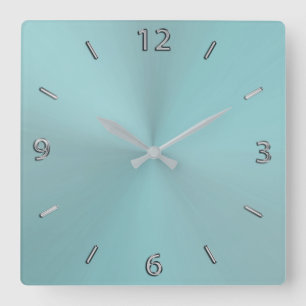 Blasses Aqua-moderne metallische Wanduhr