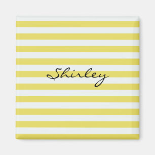 Blasses Gold und weiße Streifen von Shirley Taylor Magnet