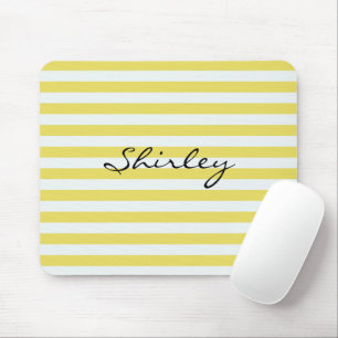 Blasses Gold und weiße Streifen von Shirley Taylor Mousepad