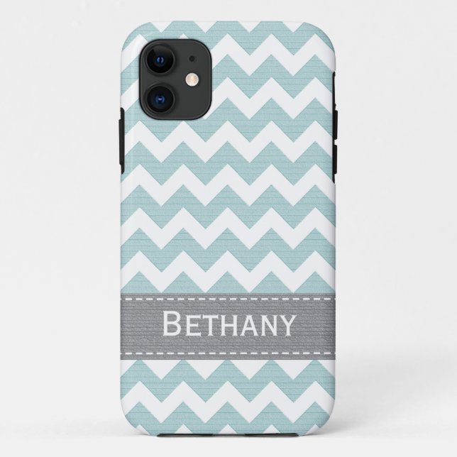 Blasses grünliches Blau Zickzack Case-Mate iPhone Hülle (Rückseite)