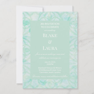 Blasses Jadegrün Frühlingsblüten Batik individuell Einladung