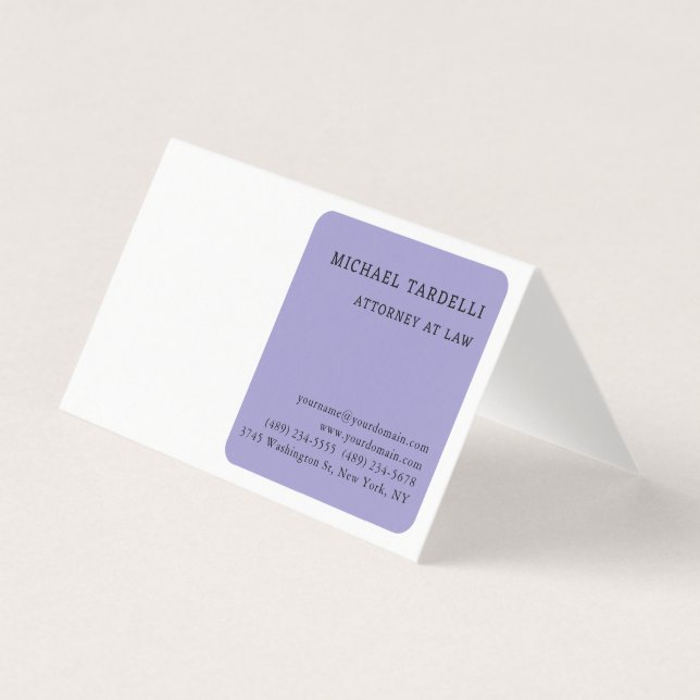 Blasses Lila Minimalistisches Klassisches Weiß Visitenkarten (Vorderseite)