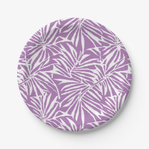 Blasses Lila tropisches Leaf-Wiederholmuster Pappteller