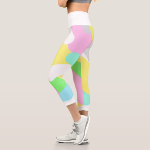 Blasses Pastell Türkis Grün Blau Rosa Abstrakte Ku Capri Leggings