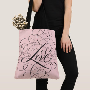 Blasses Rosarot wuchernd LOVE Schrift Lettering Tasche