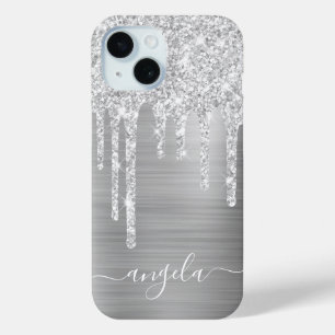 Blasses Silber-Glitter-Tropfen Glam-Signatur Case-Mate iPhone Hülle