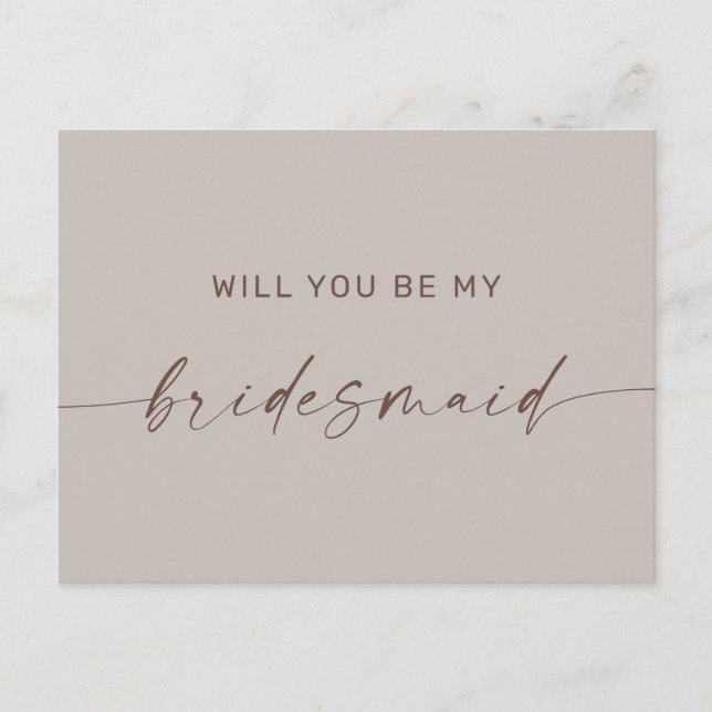 Blasses Taupe Bridesmaid Vorschlag. Neutral-Minima Postkarte (Vorderseite)