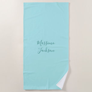 Blasses Türkis Minimalistischer Name Personalized Strandtuch