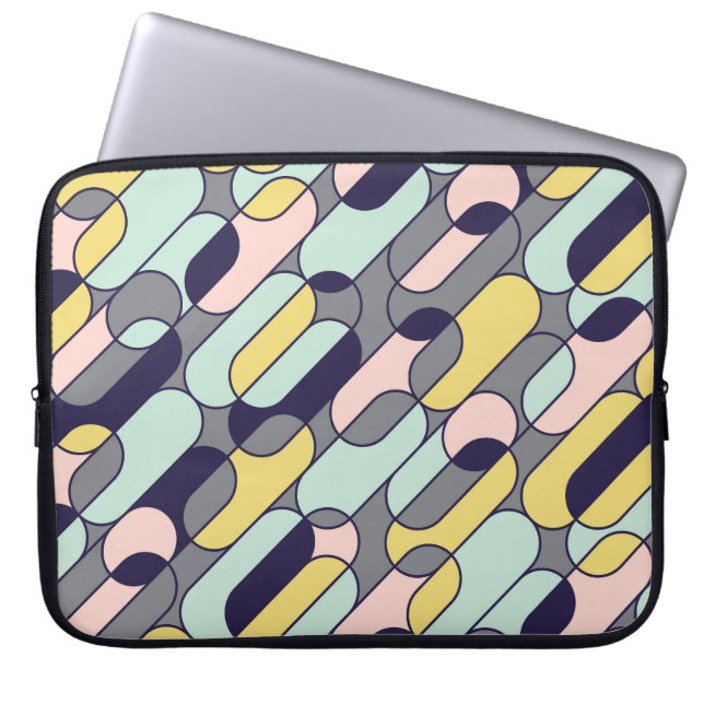 Blassfarben Geometrie: Retro-Muster Laptopschutzhülle (Vorderseite)