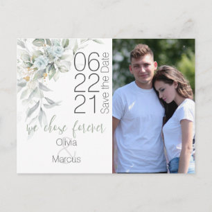 Blassfarbene blaue Rose Foto Save the Date Postkarte