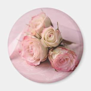 Blassfarbene Rose auf rosa Wirbel Magnet