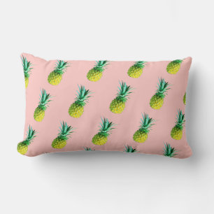 Blassgelb-grünes Ananas-Muster-Kissen Lendenkissen