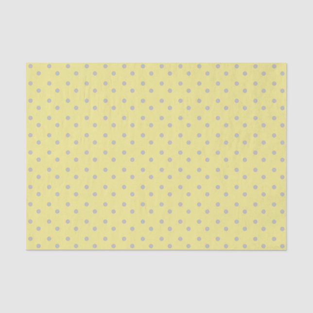 Blassgelb mit grauen Polka-Punkten Seidenpapier (Vorderseite)