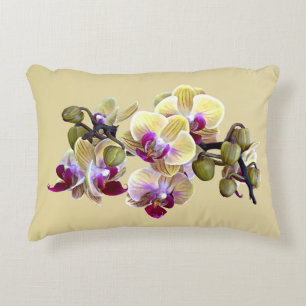 Blassgelb und Magenta Phalaenopsis Orchideen Dekokissen