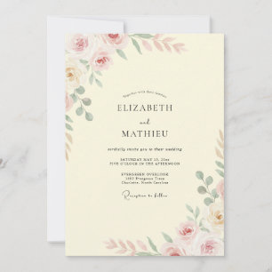 Blassgelbe Bemalte Hochzeit Einladung