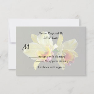 Blassgelbe Cattleya Orchideen Hochzeitspenden RSVP Karte